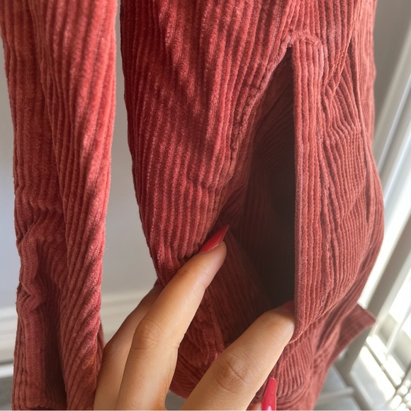 PacSun Faux Fur Collar Corduroy Oversized Jacket in Rust - Picture 12 of 14